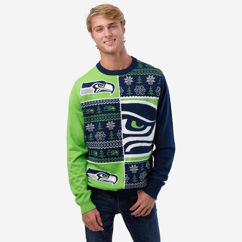 Seattle Seahawks NFL Football Ugly Christmas Sweater Size Large NEW